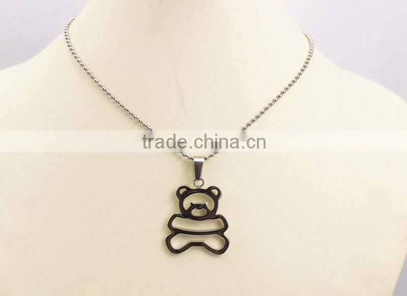 Wholesale Cute Stainless Steel Bear Pendant Necklace