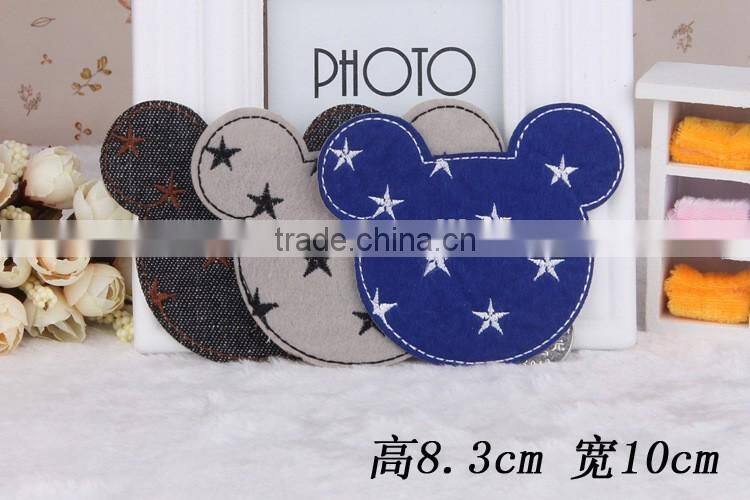 Mouse Shape Embroidered Star Patches For Bags,Custom Patches