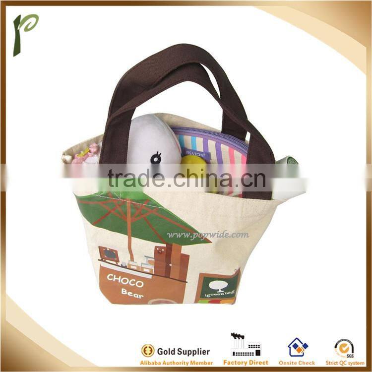 Popwide newest 2014 Pretty offset printing canvas tote bag, canvas tote bag rope handle