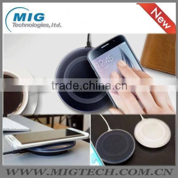 QI wireless charger and wireless mibile phone chager for samsung galaxy s6 s7 edge superthin mini design black and white