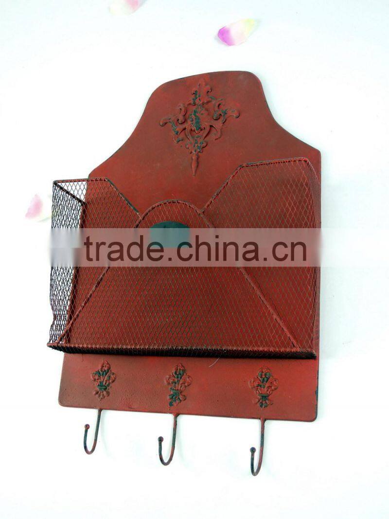 Industrial french metal wall magazine rack