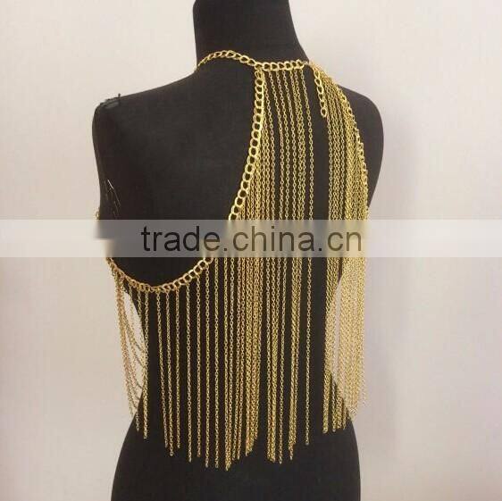 Gold Plated Tassel Body Chain Bra Cover Body Chain Dress
