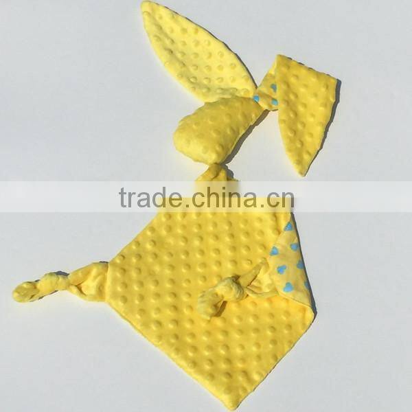 High Quality Yellow Bunny Blanket Security Blanket Made of Minky Dot