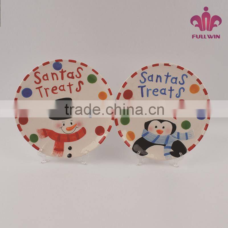 New novelty embossed ceramic plate with penguin design