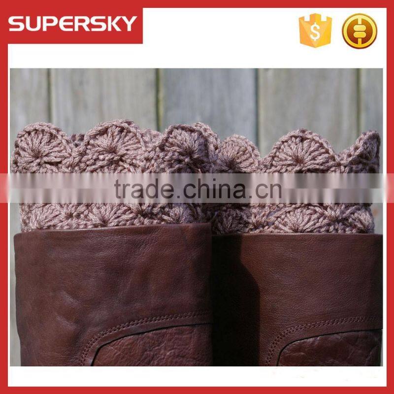 A-1268 Women Boho Crochet Boot Toppers Cuffs Knit Knee Socks Calf Warmers Crochet Boot Cuff Pattern