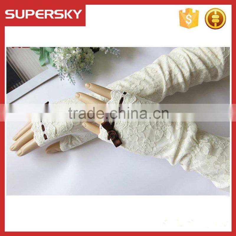V-380 Wedding fingerless mesh lace wedding dressing bridal glove protection sun block daily gloves