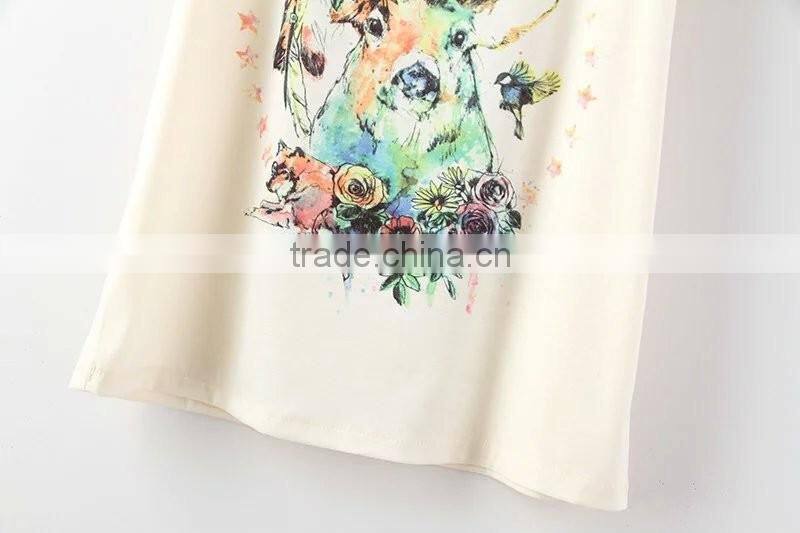 wholesale clothing short sleeve cotton t shirt with animal cheap china wholesale clothing