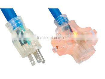 Extreme weather resistant triple tap American outdoor Extension cord with light indicate