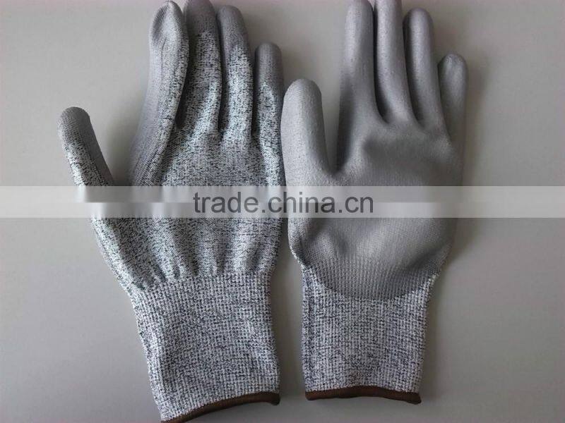 High Tenacity HPPE Anti -Cut Gloves With PU Coating
