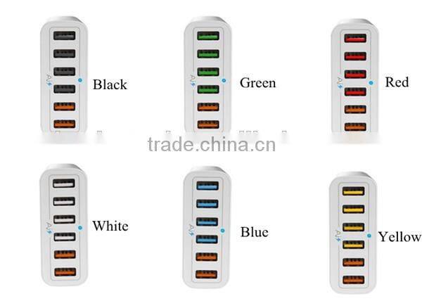 60W 6-Port USB Charging Station Multi Port Travel Charger QC 2.0 Desktop Hub for iPhone 6s / 6 / 6 Plus, iPad Air