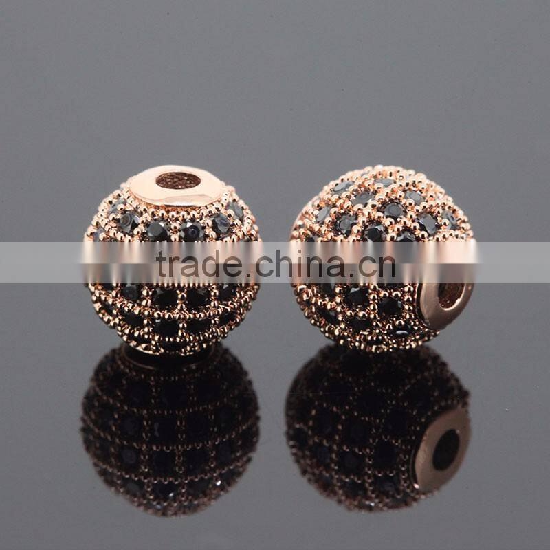 Round Brilliant Cut CZ Diamond Zircon Beads for Pendants or Charms Loose Black Zirconia Balls