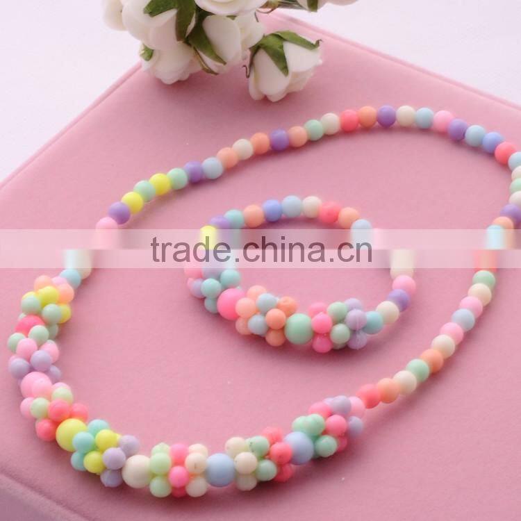 >>2016 New nice gift for children baby girl kids candy color jewelry set fashion beaded necklace bracelet&