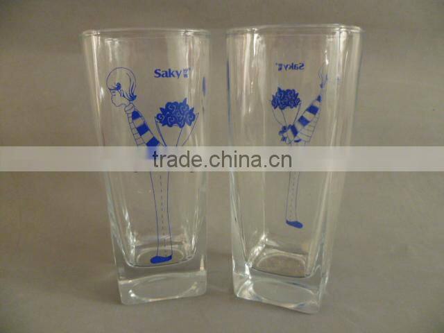 glass cup with character