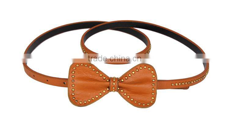 2014 Korean Fashion Ladies PU Rivet Bowknot Belt SWF-W15062925