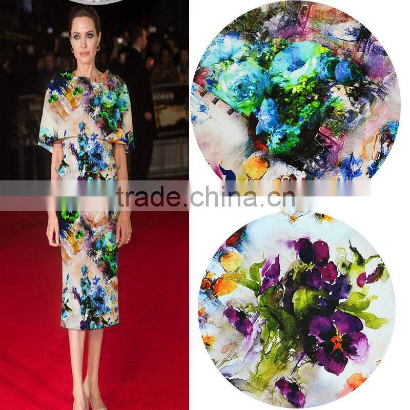 silk linen custom printed fabric for garment