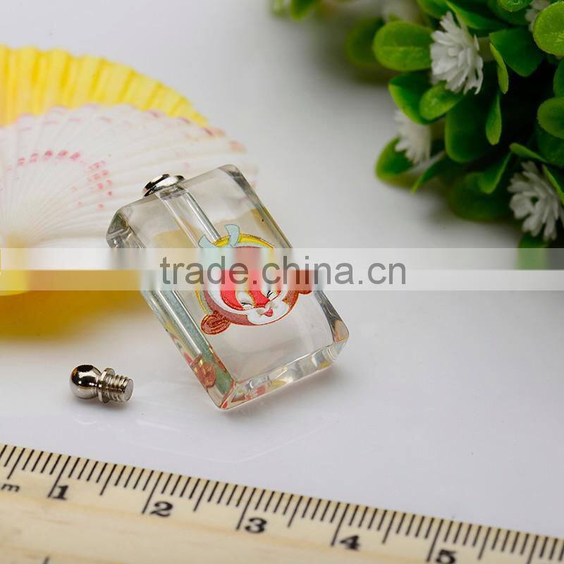 China Factory Customized 3D Photos Crystal Perfume Bottle Pendant Kartoon Monkey DIY Rice Art Pendant for Children Necelace
