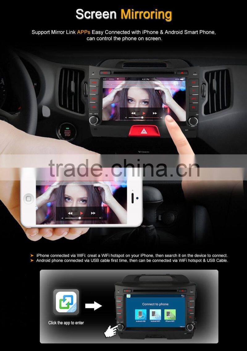 Android 4.4 1G Ram 16G Rom quad core Ownice C300 car stereo GPS for Kia Sportage R with wifi GPS NAVI DAB