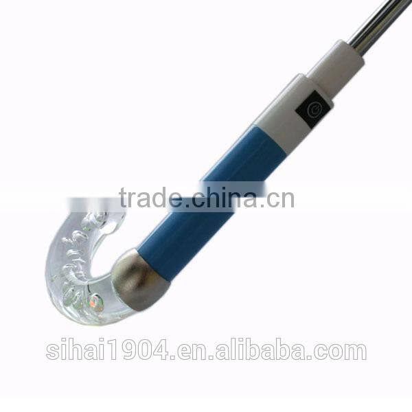 in the dark manual open black umbrella with led light handle