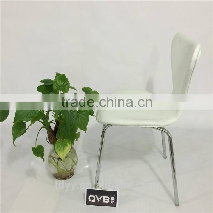 TDC-173-P3 QVB JIANDE TONGDA BENTWOOD PLYWOOD CHAIR PU SEATING stackable METAL CHROME PLATED DINING CHAIR