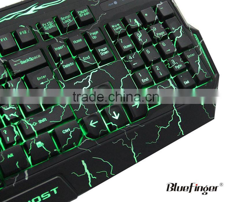 Custom professional USB computer game keyboard with green backlit