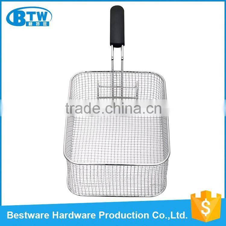 Black Nylon Handle Copper&Nickel Plated Mcdonald Fry Basket Deep Fryer Basket