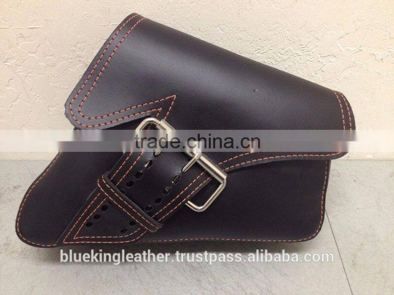 Simple Style Classic Black Motorcycle Motorbike Leather Saddle Bags Side Bags