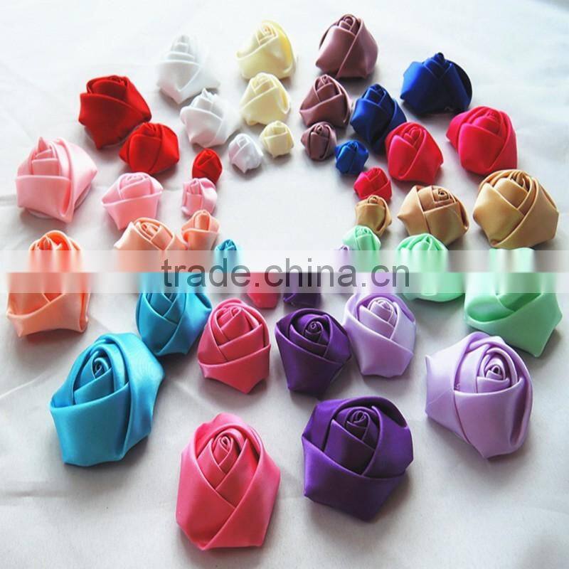 Wholesale mini Satin Ribbon Handmade Flowers Hair Accessories,hair flower