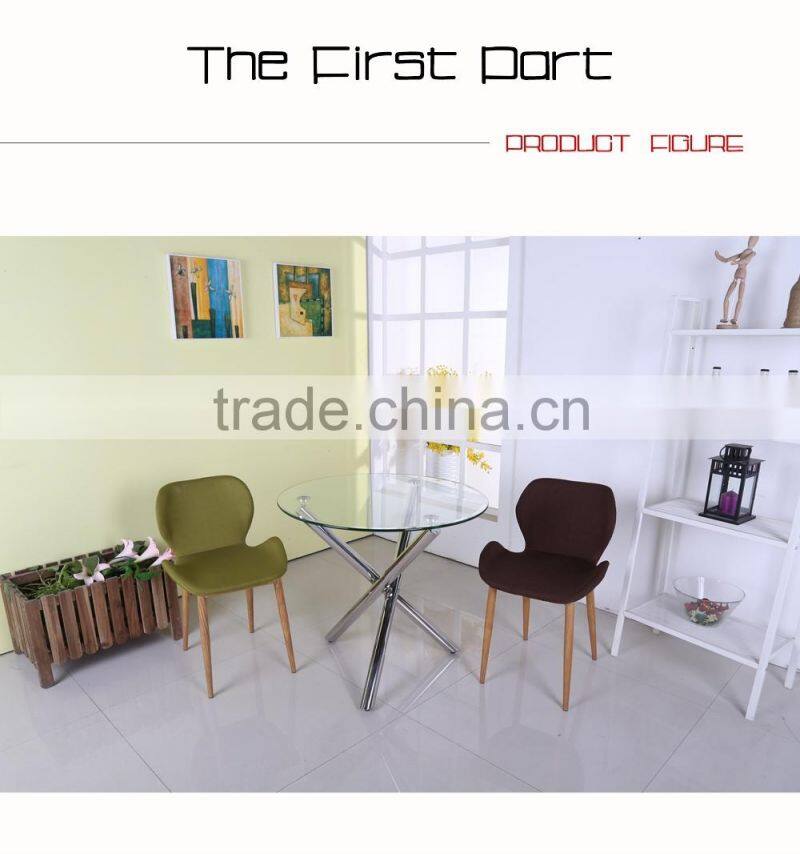 10 mm glass dining table with round recline legs