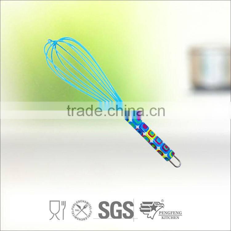 Silicone Rubber Egg Whisk with S/S Colorful Coating Handle
