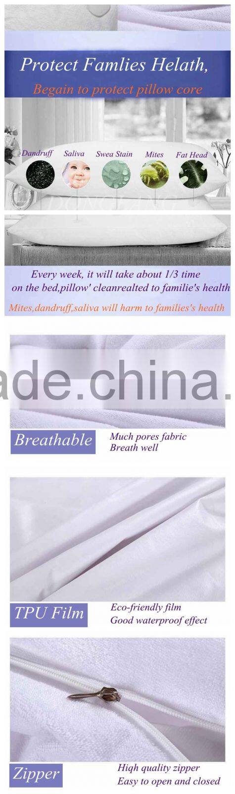 New Arrival King Zipper Bed Bug Waterproof Down Vinyl Gusseted Pillow Protectors