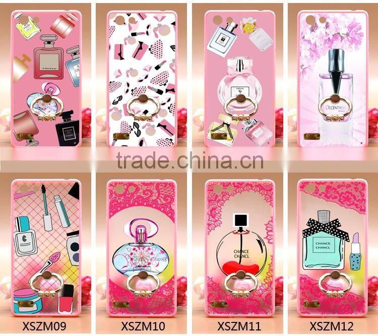 Luxury Perfume Series Printing With Diamond Ring Bracket TPU+PC Phone Case For Oppo A33