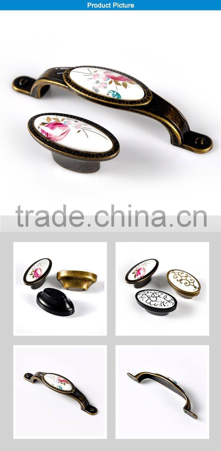 China hardware factory elegant vintage ceramic wardrobe handles