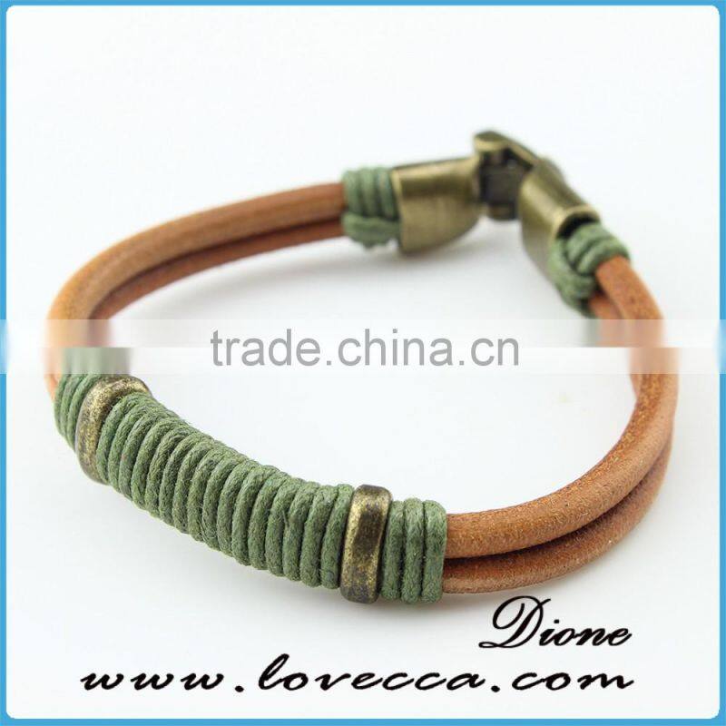 Wholesale cheap engraved braided leather bracelet with fashion charm and stainless steel buckle