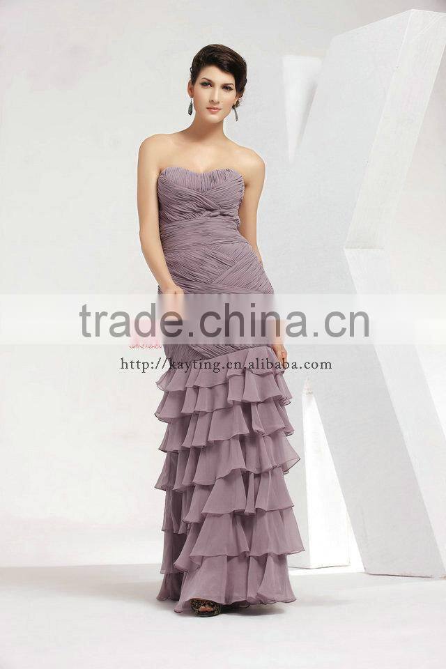 Women boutique mermaid fashion prom dress spaghetti strap ruffle design wedding modest evening dress