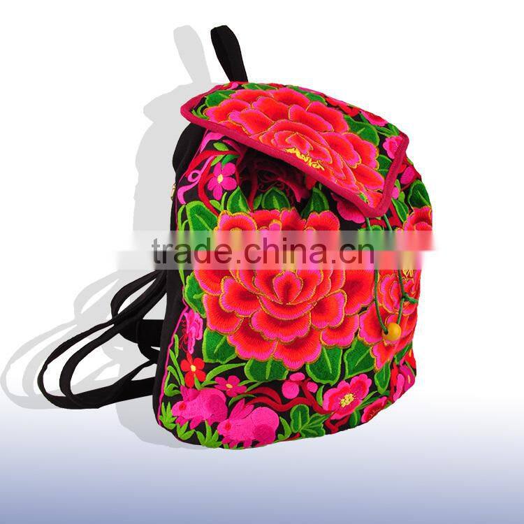 China wholesale backpack embroidery school backpack canvas backpack for woman