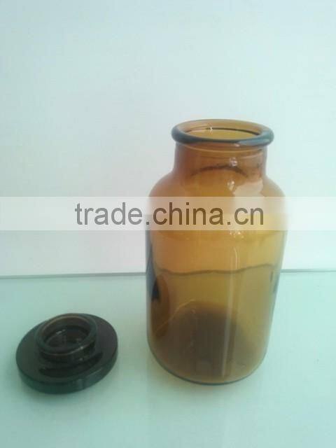 500ml antique apothecary jar amber with seal lid , glass jar with lid