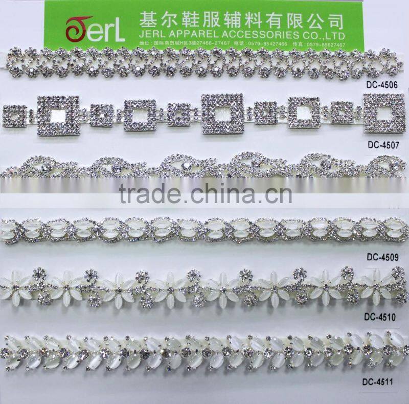Clear Silver Crystal Glass Rhinestone Chain Sewing Banding Wedding Trims