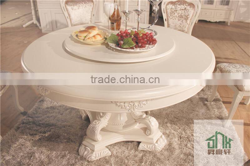 latest wood restaurant dining tables and chairs HC-01# round rotating dining table