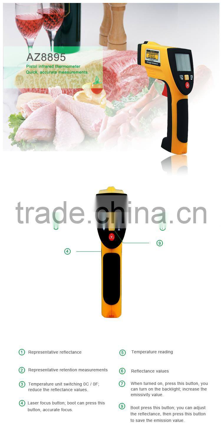 Portable Digital Thermometer Accuracy +/-2 Celsius IR Thermometer AZ8895