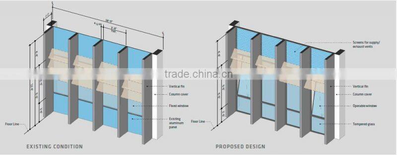 glass decoration and glass curtain wall price for glass curtain wall for commercial building