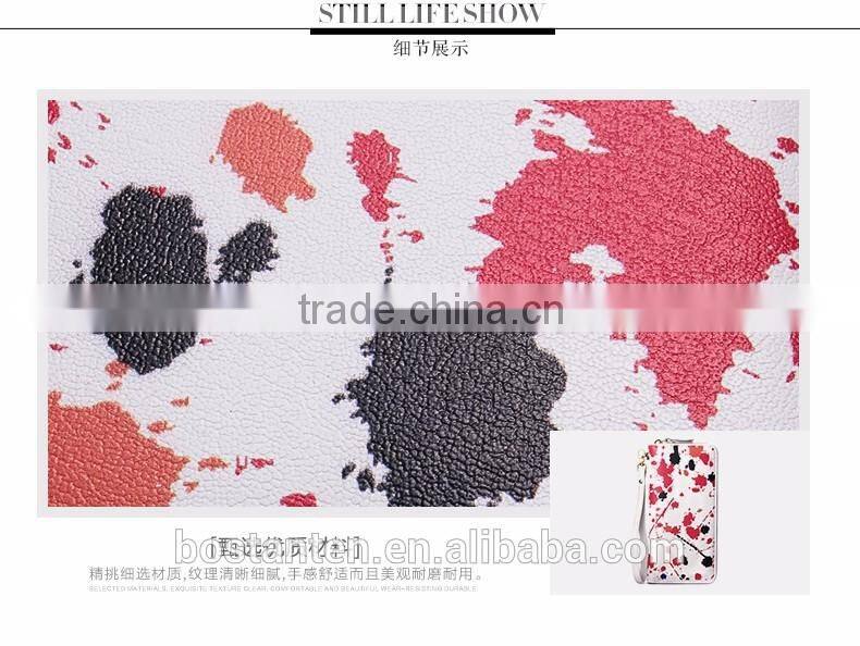 zipper nice painting evening clutch women wallet leather with hand strap