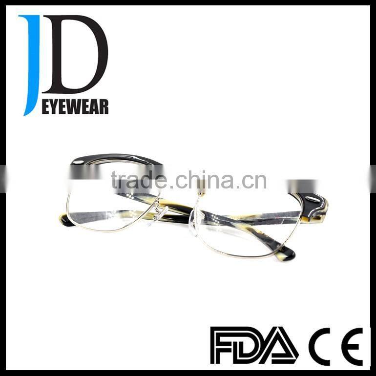 High Quality Scratch Proof Striped Acetate Half Frame Eyeglasses with Blinds