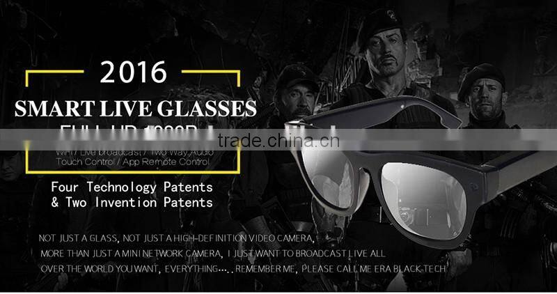 Fashion remote control 1080p full hd 5mp lens wifi spy camera glasses