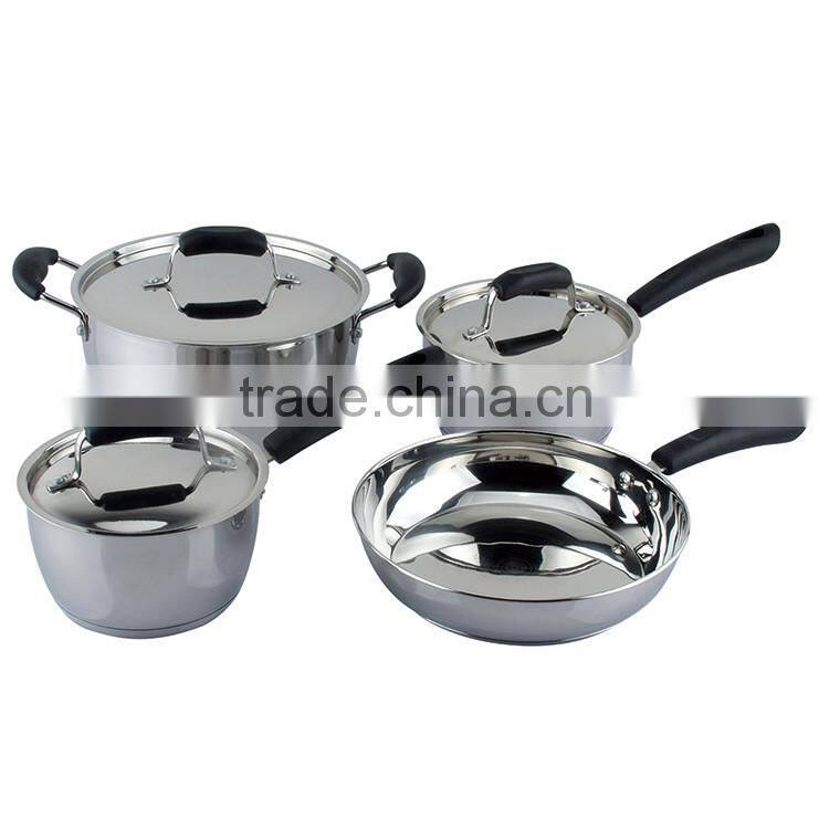 7pcs saucepan, frypan, casserole non-stick cookware stainless steel pot set