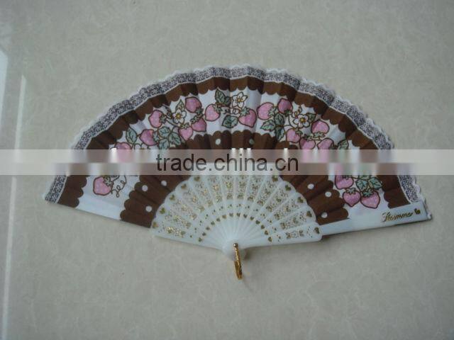 unique designed fabric with plastic folding fan