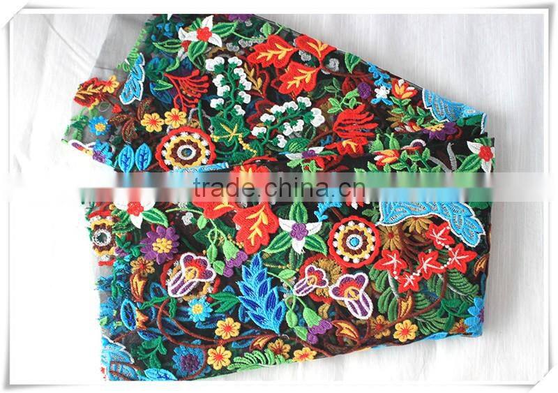 New arrival Ethnic Fashion Allover colorful african embroidered fabric for clothing