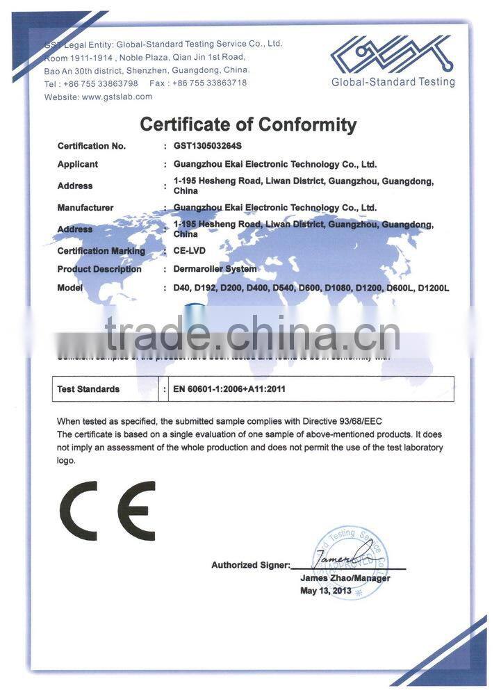 Guangzhou Ekai factory wholesale 1200 Micro Needle Derma Skin Roller 2.0mm Therapy Body Dermaroller