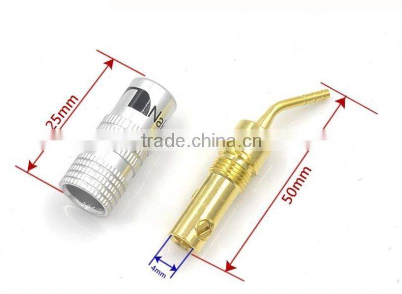 New 24K Gold For Nakamichi Speaker Pin Angel 2mm Banana Bend Plugs Speaker wire Screw Lock Connector