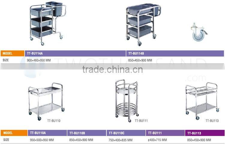 TWOTHOUSAND Hot Service Cart TT-BU113 - Two Shelf Stainless Steel Hotel Trolley Room Service Cart