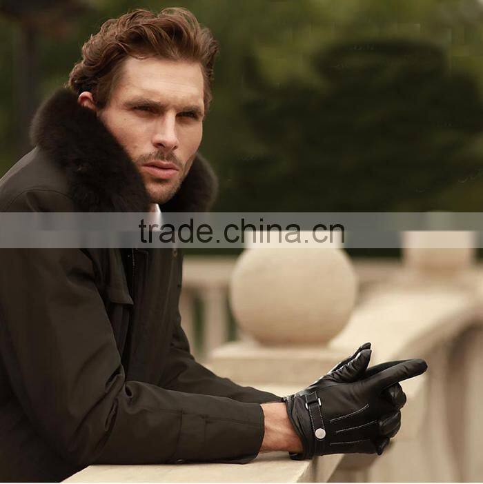 New Fashion Men's Touch Leather Gloves Screen Touch Gloves For Smartphone Winter Leather Touchscreen Gloves Wholesale